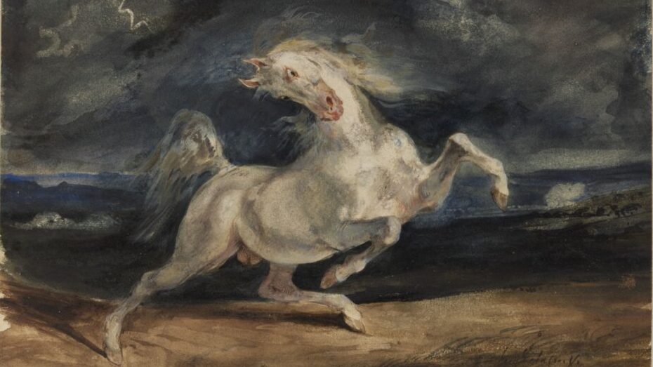 Eugène DELACROIX Villámlástól megriadt ló, 1825–1829 - forrás: Szépművészeti Múzeum-Magyar Nemzeti Galéria
