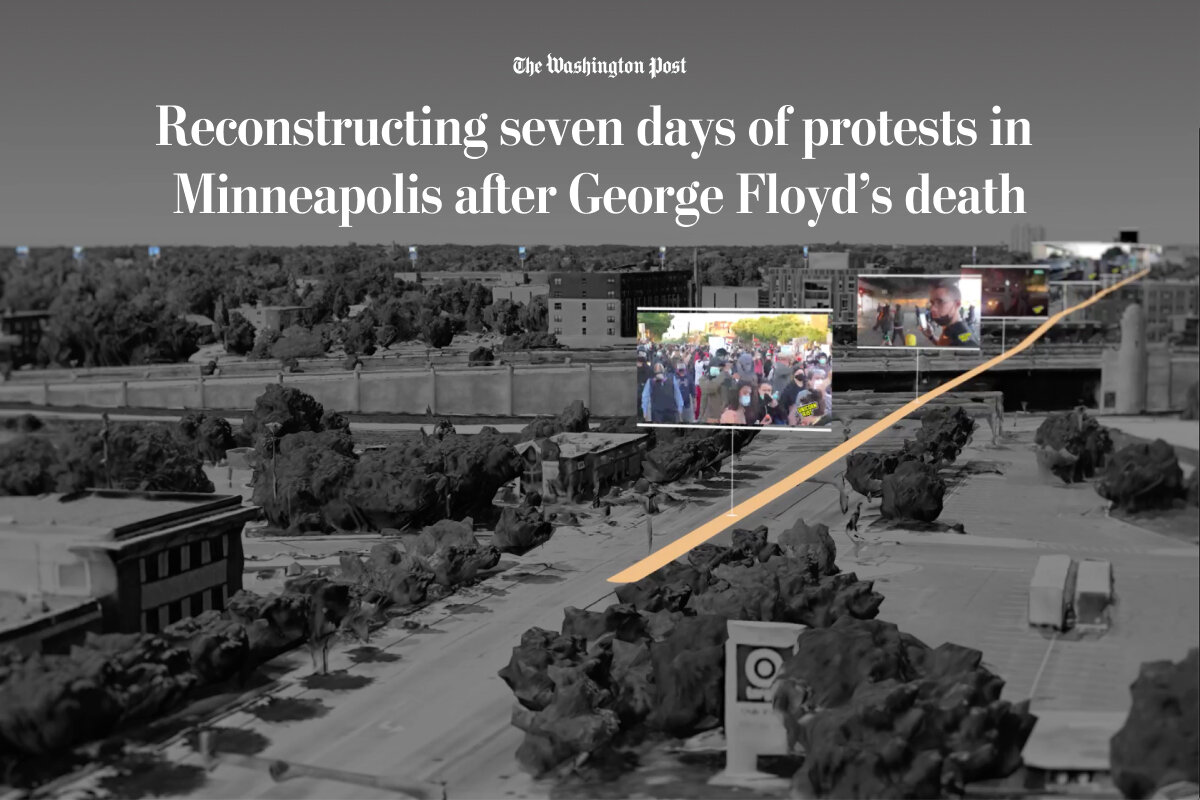 Reconstructing Seven Days of Protests in Minneapolis After George Floyd’s Death - fotó: Holly Bailey/The Washington Post és Matt Daniels, Amelia Wattenberger/The Pudding.
