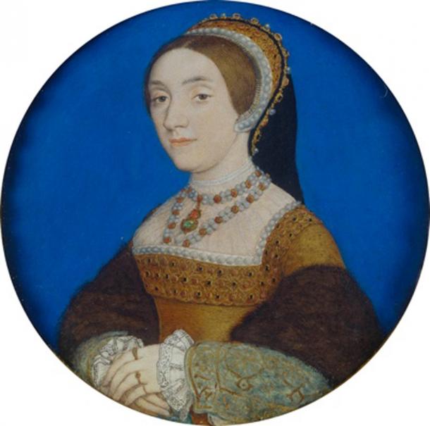 Hans Holbein: „Egy hölgy, feltehetőleg Catherine Howard portréja" - forrás: közkincs