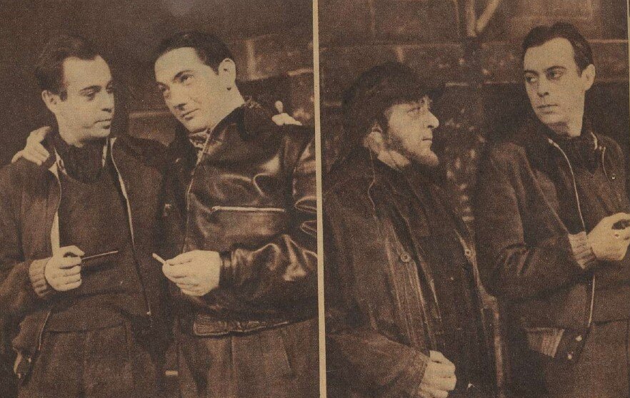 Várkonyi Zoltán,Greguss Zoltán, Tapolczay Gyula a Jelzőtűz című előadáson, 1942-ben - Forrás: Színházi Magazin, 1942/ 18.