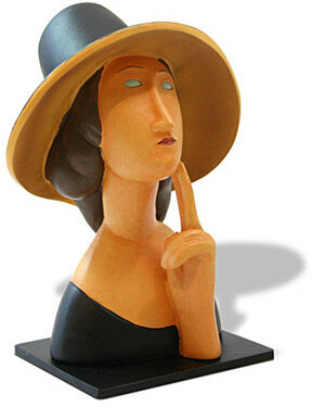 Modigliani: Jeanne Hébuterne portréja (1918) - festett szobor - forrás: wikipedia