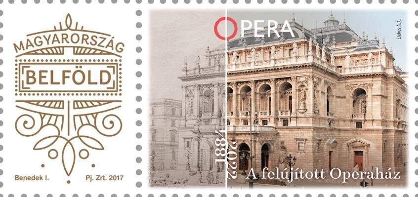 bélyegen a fejújított Operaház - forrás: Magyar Posta