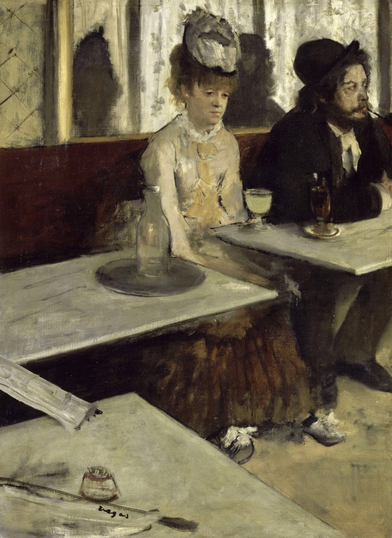Edgar Degas: Abszint (1876) - forrás: wikipedia/ Musée d'Orsay