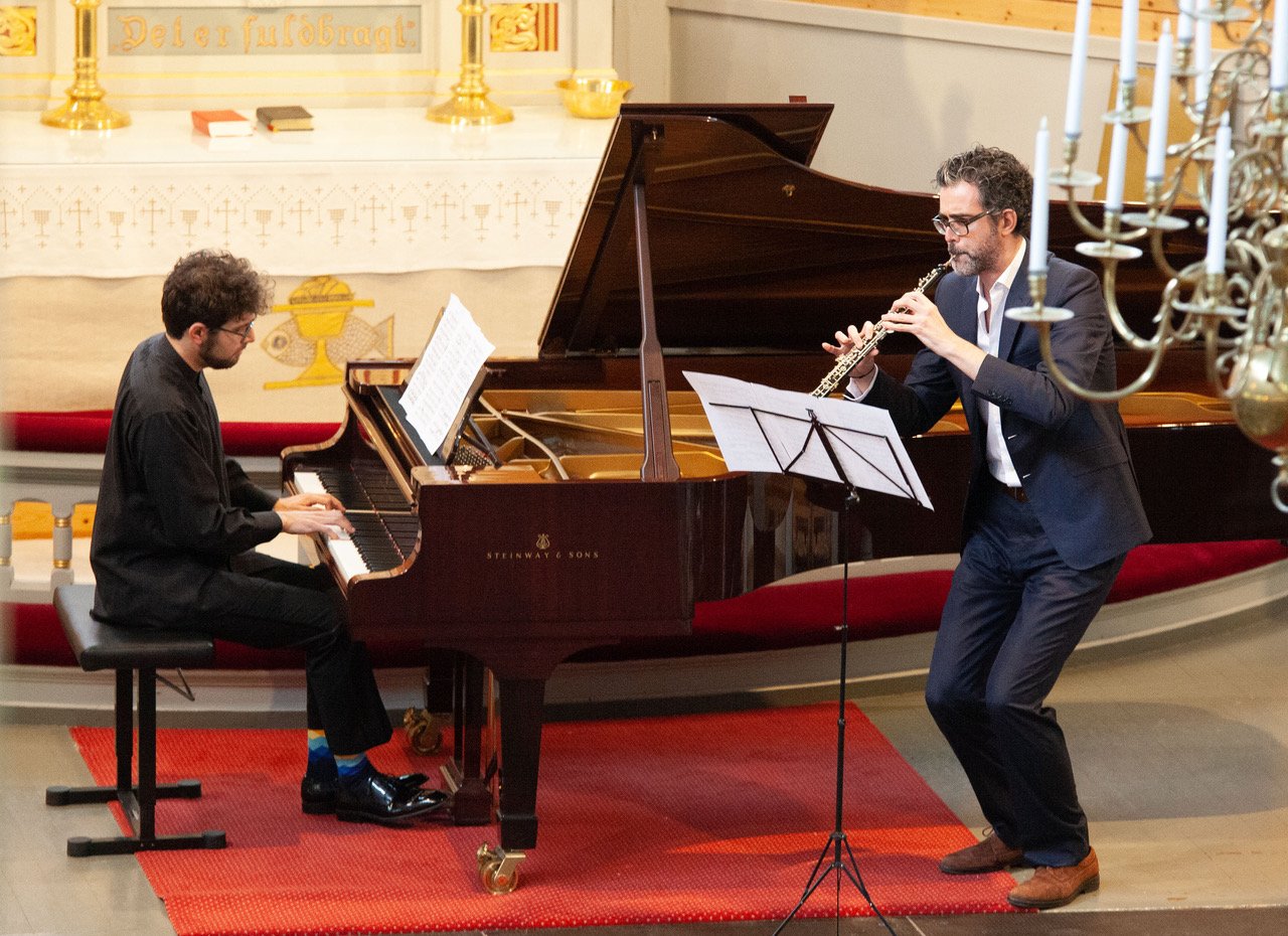 Vicent Montalt Ros (oboa) és Roman Rabinovich (zongora) – forrás: Lofoten Zongorafesztivál