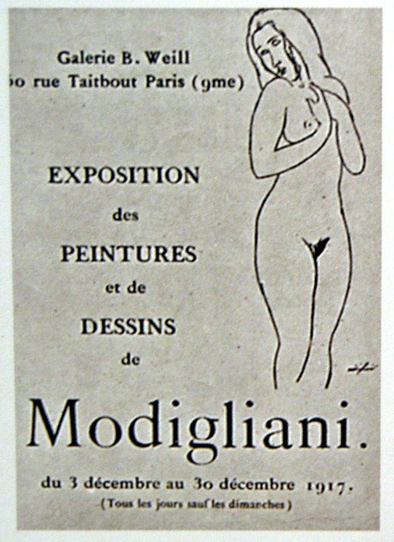 A Galerie B. Weill Modigliani-kiállításának plakátja – forrás: Wikipedia