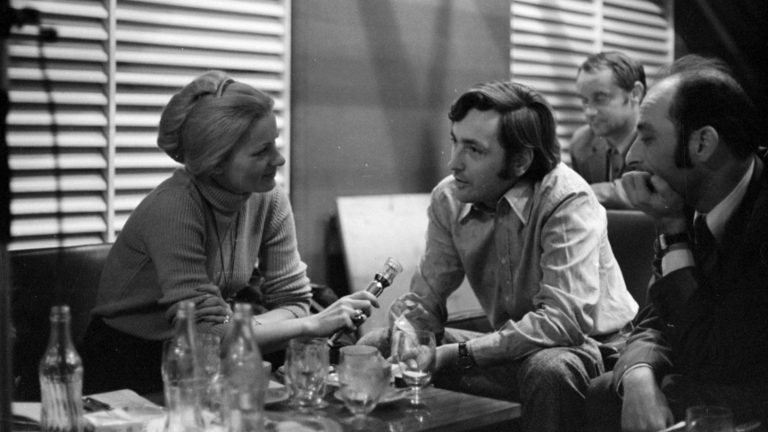 Balogh Mária riporter, Érdi Sándor és Petur István 1974-ben - forrás: Fortepan / Szalay Zoltán