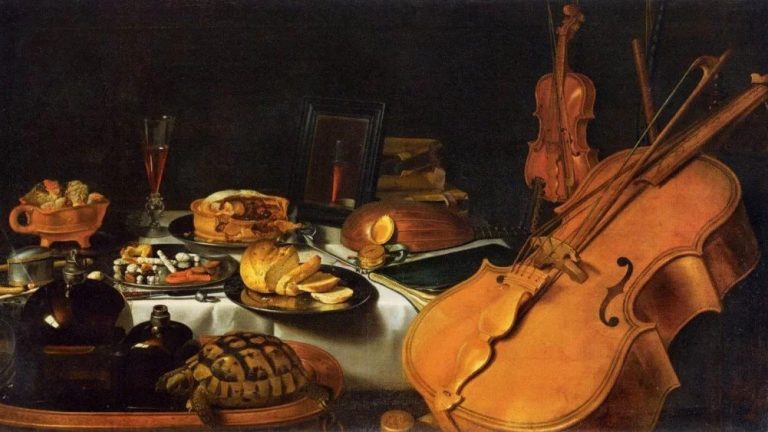 Pieter Claesz: Csendélet hangszerekkel (részlet)