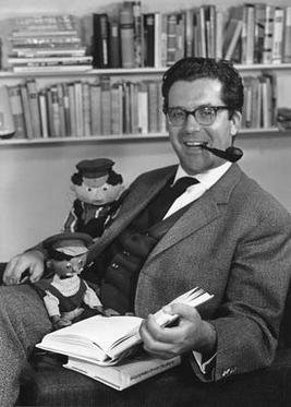 Ende a Gombos Jim-könyvek egyik szereplőjének, Lukács masinisztának a bábfigurájával 1962-ben - forrás: wikipedia