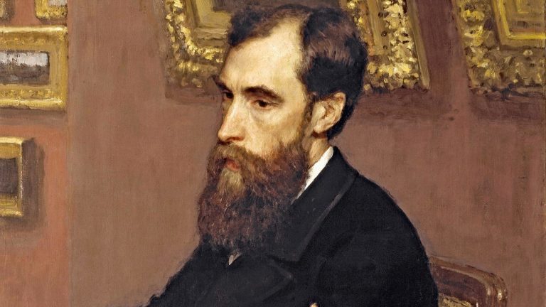 Ilja Jefimovics Repin festménye Pavel Mihajlovics Tretyjakovról (1883) - forrás: wikipedia / közkincs