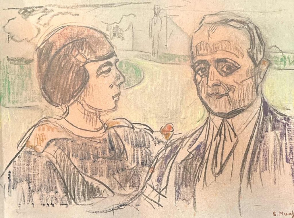 Edvard Munch rajza Curt Glaserről és feleségéről – forrás: munchmuseet.no