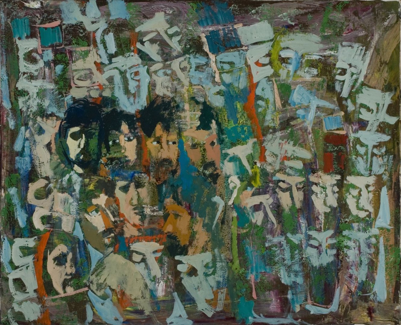 Rozsda Endre: Barátok, 1990, olaj, vászon, 60x73 cm - forrás: Várfok Galéria