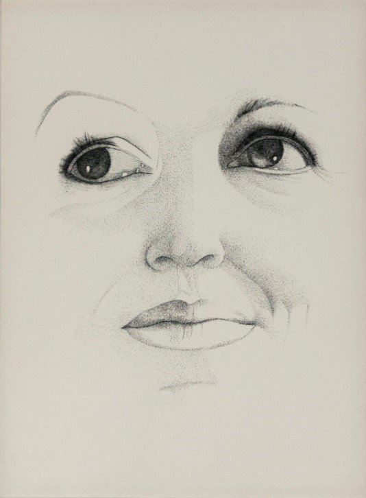 Rozsda Endre: Françoise szemei, 1968, tus, papír, 30x22,5 cm - fotó: Várfok Galéria