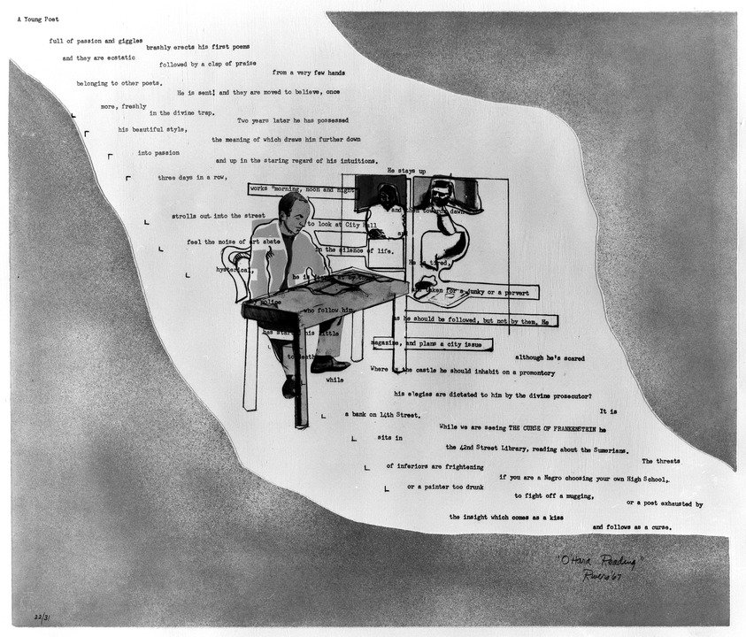 Larry Rivers: O’Hara olvas, 1967, 70x84 cm, litográfia, papír, Brooklyn Museum, International Graphic Arts Society Purchase Fund - forrás: Brooklyn Museum