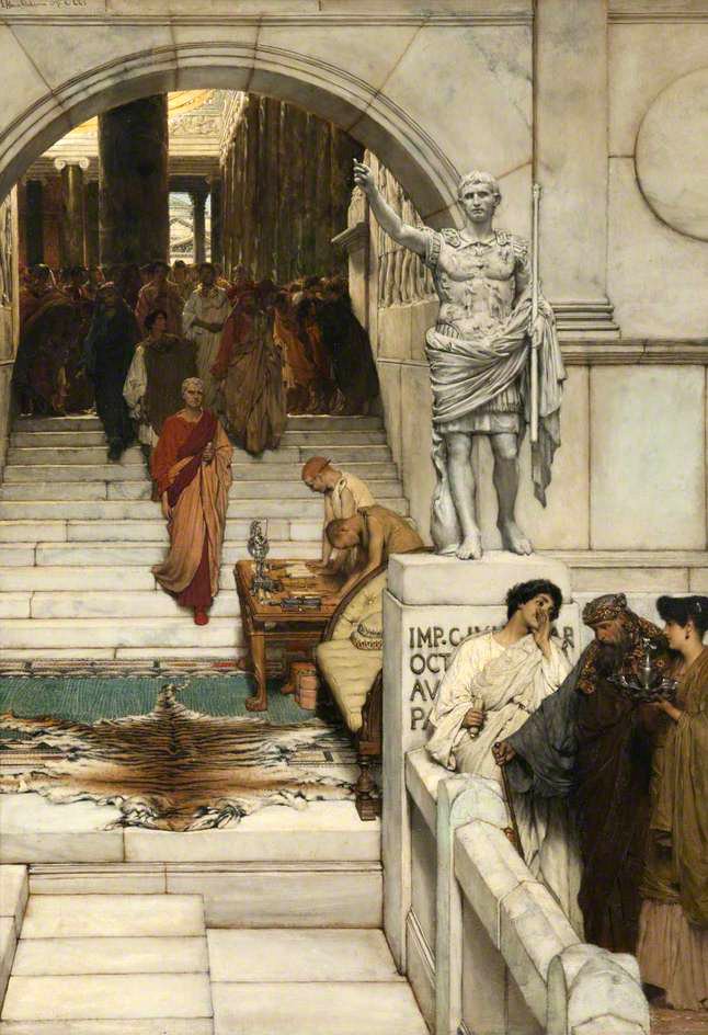 Sir Lawrence Alma-Tadema: Meghallgatás Agrippánál – forrás: Wikimedia