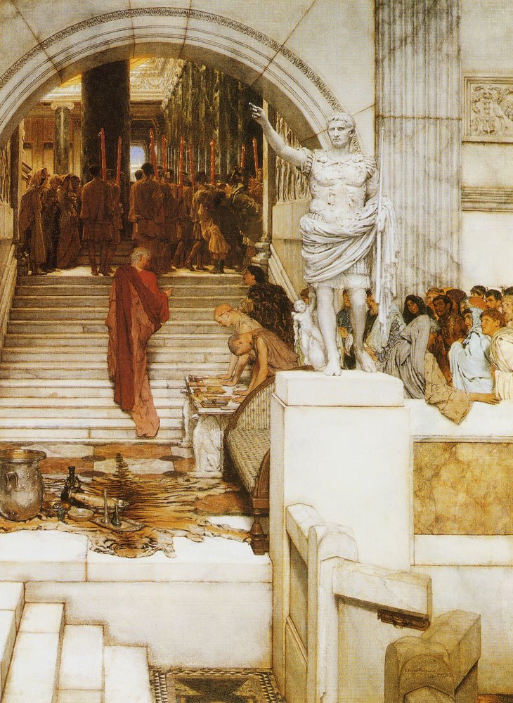 Sir Lawrence Alma-Tadema: A meghallgatás után – forrás: Wikimedia