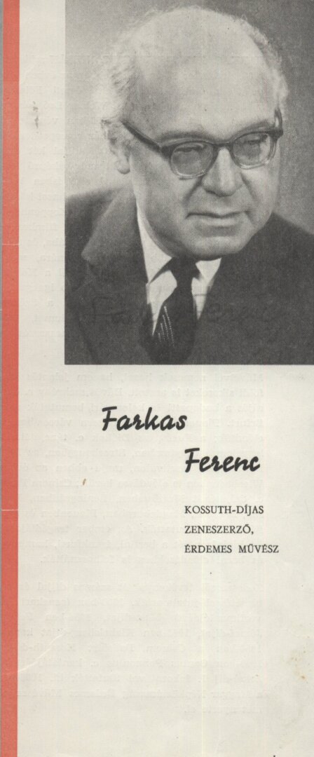 Farkas Ferenc legelső nagykanizsai szerzői estjének műsorlapja, 1965