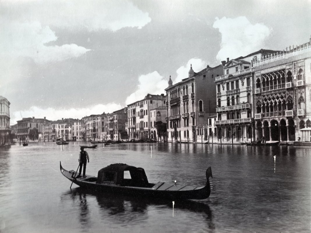 1900, Olaszország, Velence, Canal Grande, a kép jobb szélén a Palazzo Santa Sofia, ismertebb nevén Ca' d'Oro (Aranyház)