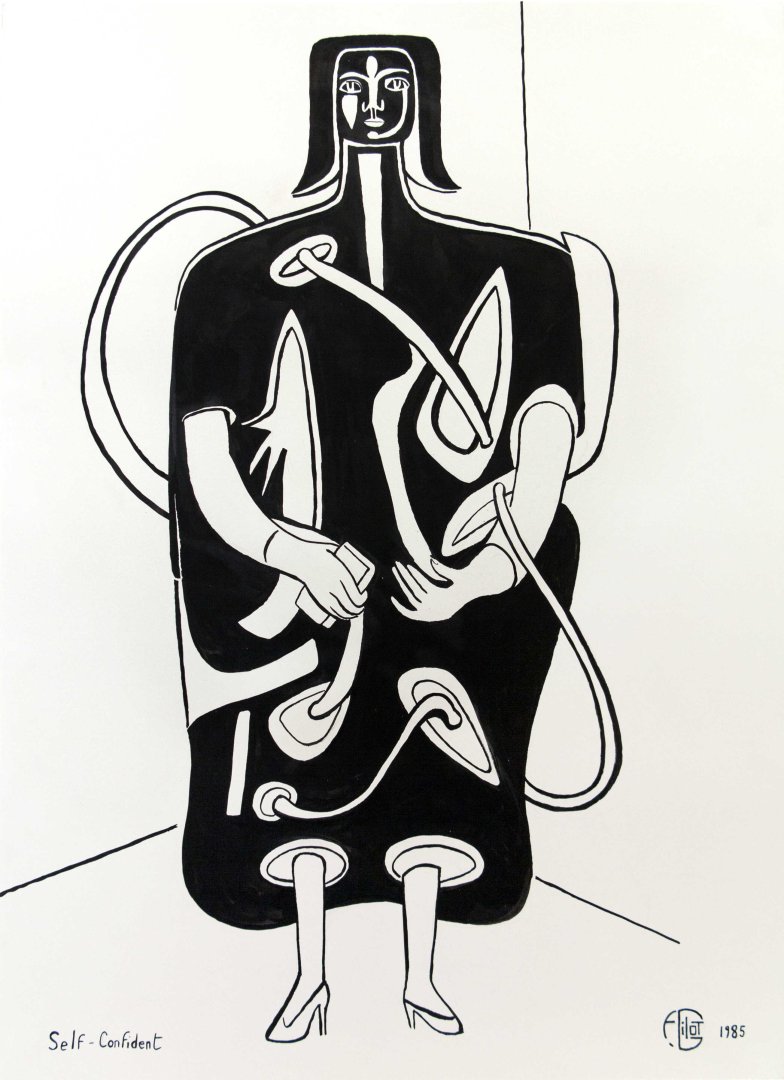 Françoise Gilot: Magabiztos, 1985, 76x56 cm, tus, papír