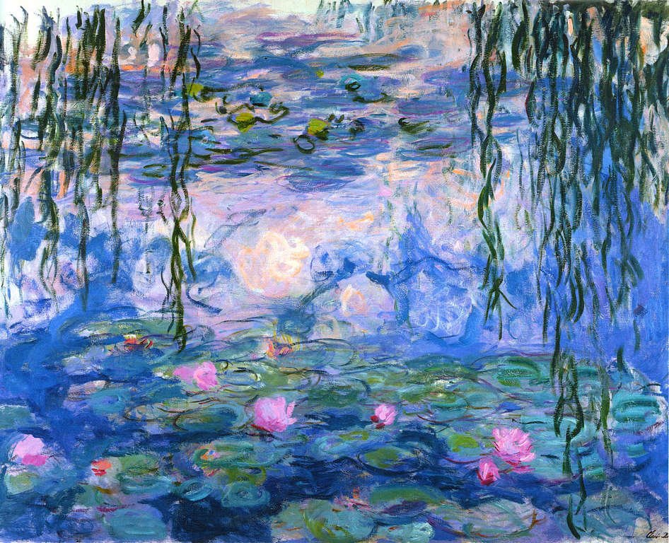 Claude Monet, Tavirózsák, 1916-19, 150x197 cm, olaj, vászon, Musée Marmottan Monet, Párizs, Franciaország