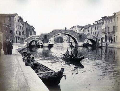 1900, Olaszország, Velence Canale di Cannaregio, Ponte dei Tre Archi
