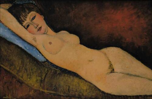 Modigliani: Nu Couché au coussin Bleu, one - 1916 - forrás: wikipedia