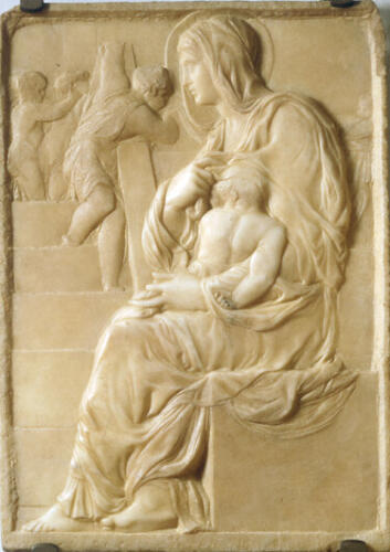 Michelangelo Buonarroti: Lépcsős Madonna (1490–1492), Michelangelo első munkája - forrás: wikipedia