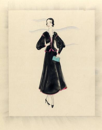 Lukáts Kató: Divatkép - női ruha - 	1925 - 1935