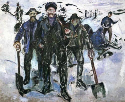 Edvard Munch: Munkások a hóban (1909)